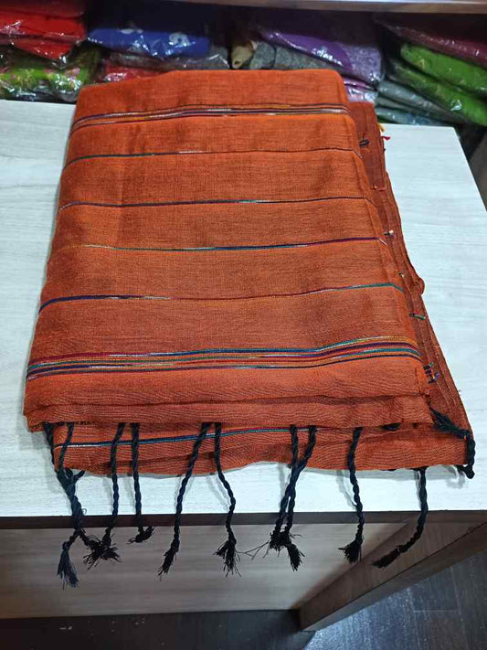 Pure Mul Cotton Saree with Woven Stripes & Tassel Border | Soft Daily Wear Saree