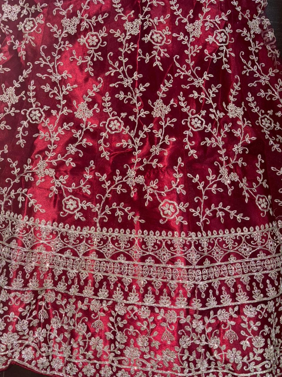 Embroidered Bridal Lehenga Set Maroon Colour