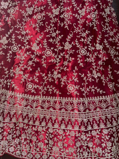 Embroidered Bridal Lehenga Set Maroon Colour