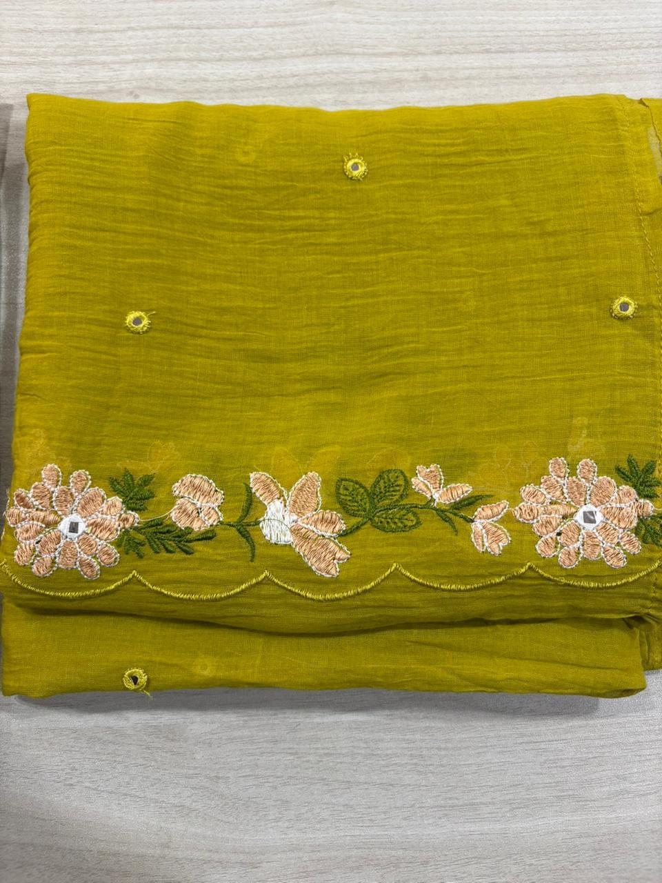 Elegant Kurta Pant with dupatta 100% Cotton Green Colour ACKS001