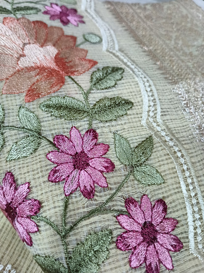 Kota Cotton Embroidered Sarees with zari border ACS002
