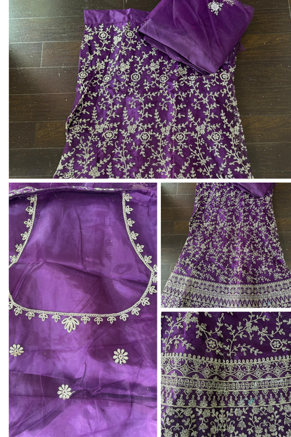 Violet Embroidered Bridal Lehenga Set