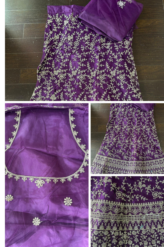 Violet Embroidered Bridal Lehenga Set