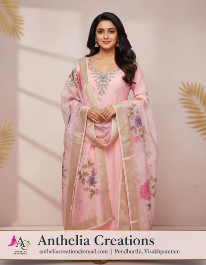 Elegant Pink Kurta Pant with dupatta