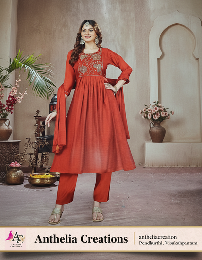 Mul Chanderi Kurta Pant Set with Dupatta