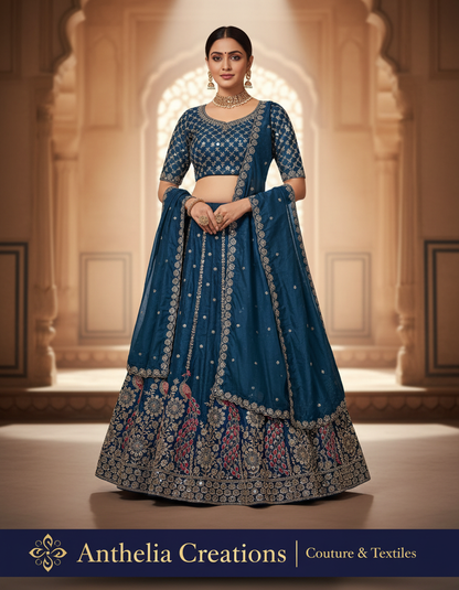 Heavy Embroidered Bridal Lehenga Set Green Colour