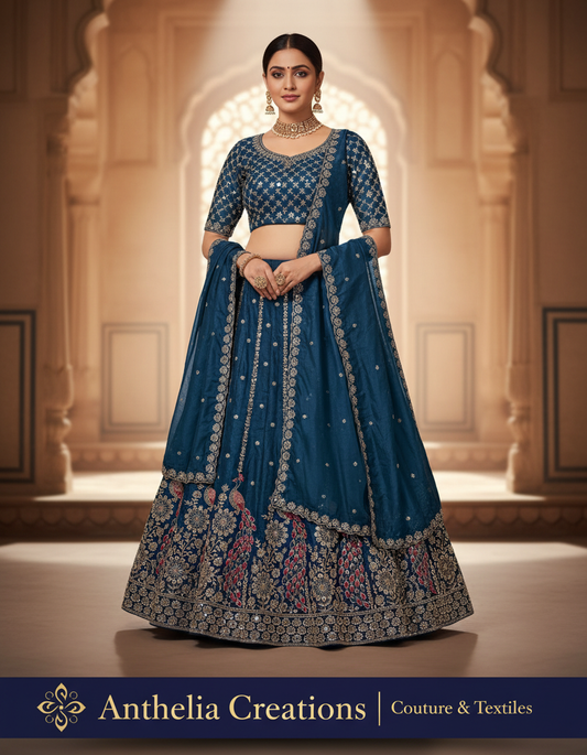 Heavy Embroidered Bridal Lehenga Set Green Colour