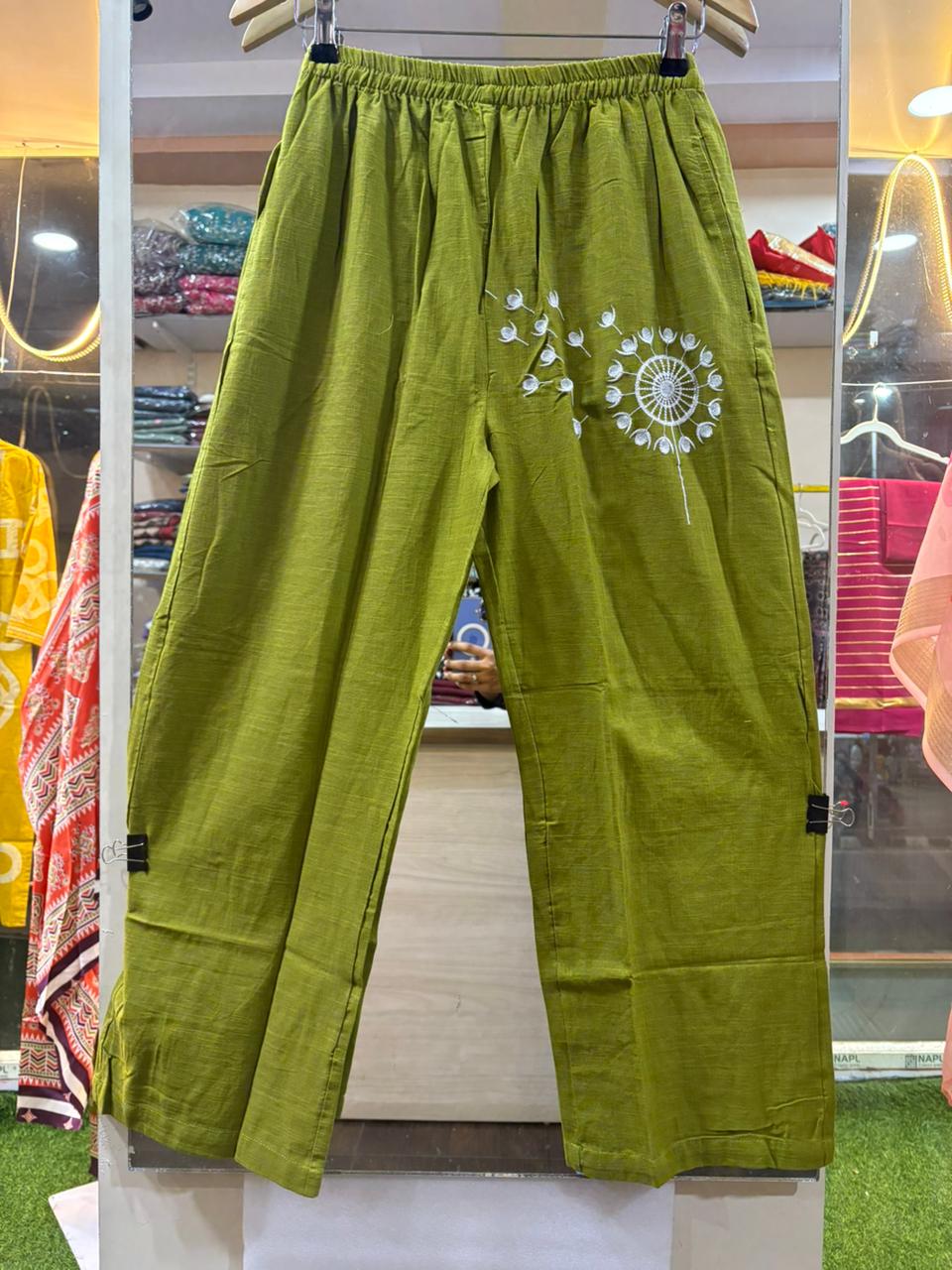 Cotton Embroidered Co ord Set Green