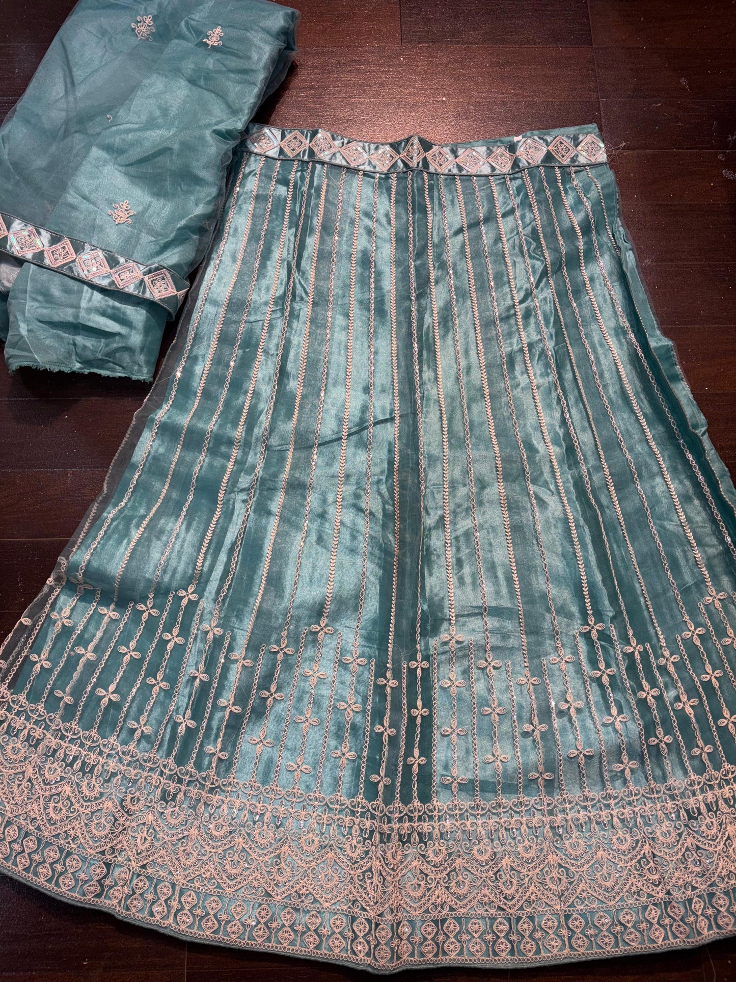 Embroidered Bridal Lehenga Set  Teal Colour