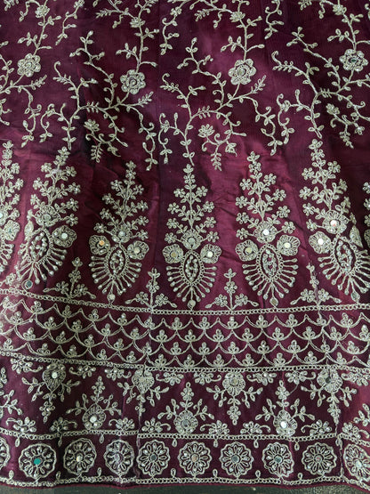 Maroon Embroidered Bridal Lehenga Set
