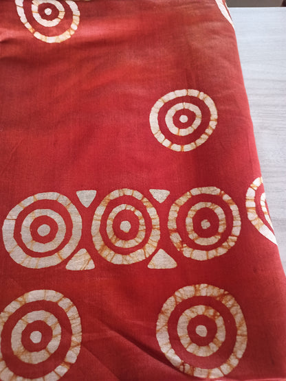 Semi Tussar Silk Saree with Traditional Batik Print | Elegant Ethnic Wear for Women Dual Shade