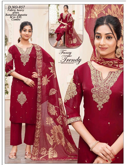 Maroon Color Elegant Kurta Pant with dupatta