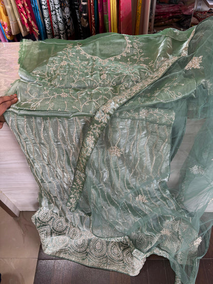 Light Green Embroidered Bridal Lehenga Set