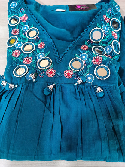 Pure Mul Cotton Kurta Pant Set with Duppata Blue Colour