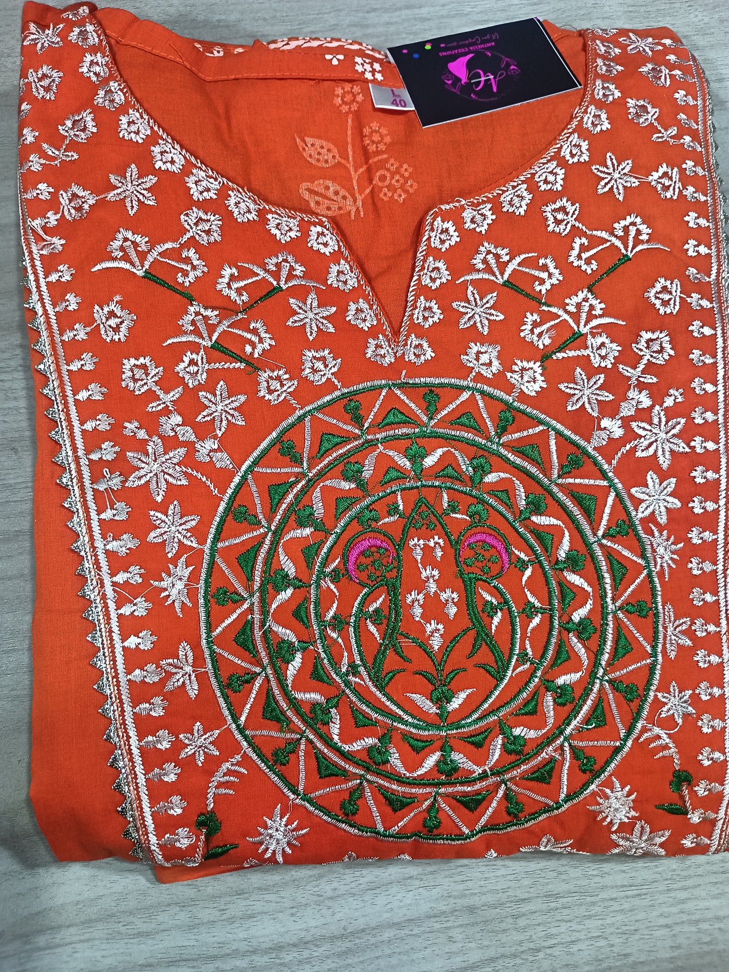 Elegant Embroidered Kurta Pant with dupatta 100% Cotton