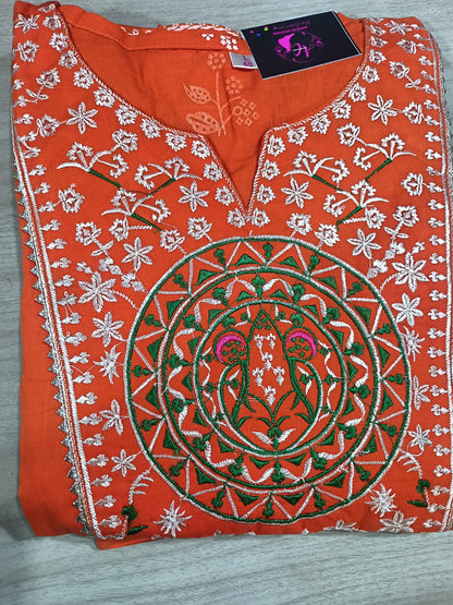 Elegant Embroidered Kurta Pant with dupatta 100% Cotton