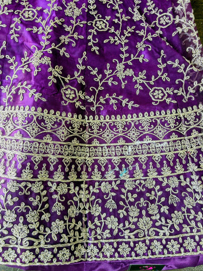 Violet Embroidered Bridal Lehenga Set