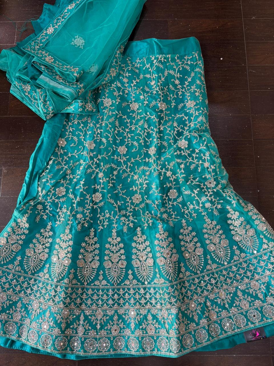 Peacock Green Embroidered Bridal Lehenga Set