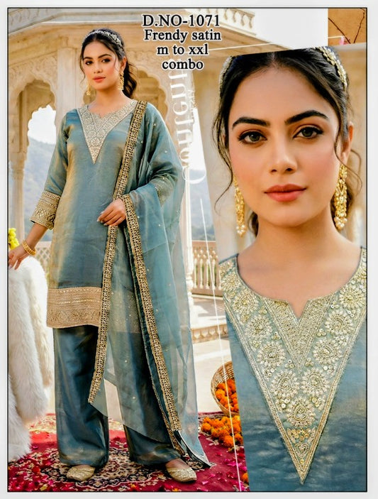 Light Bluish Tint Color Elegant Kurta Pant with dupatta