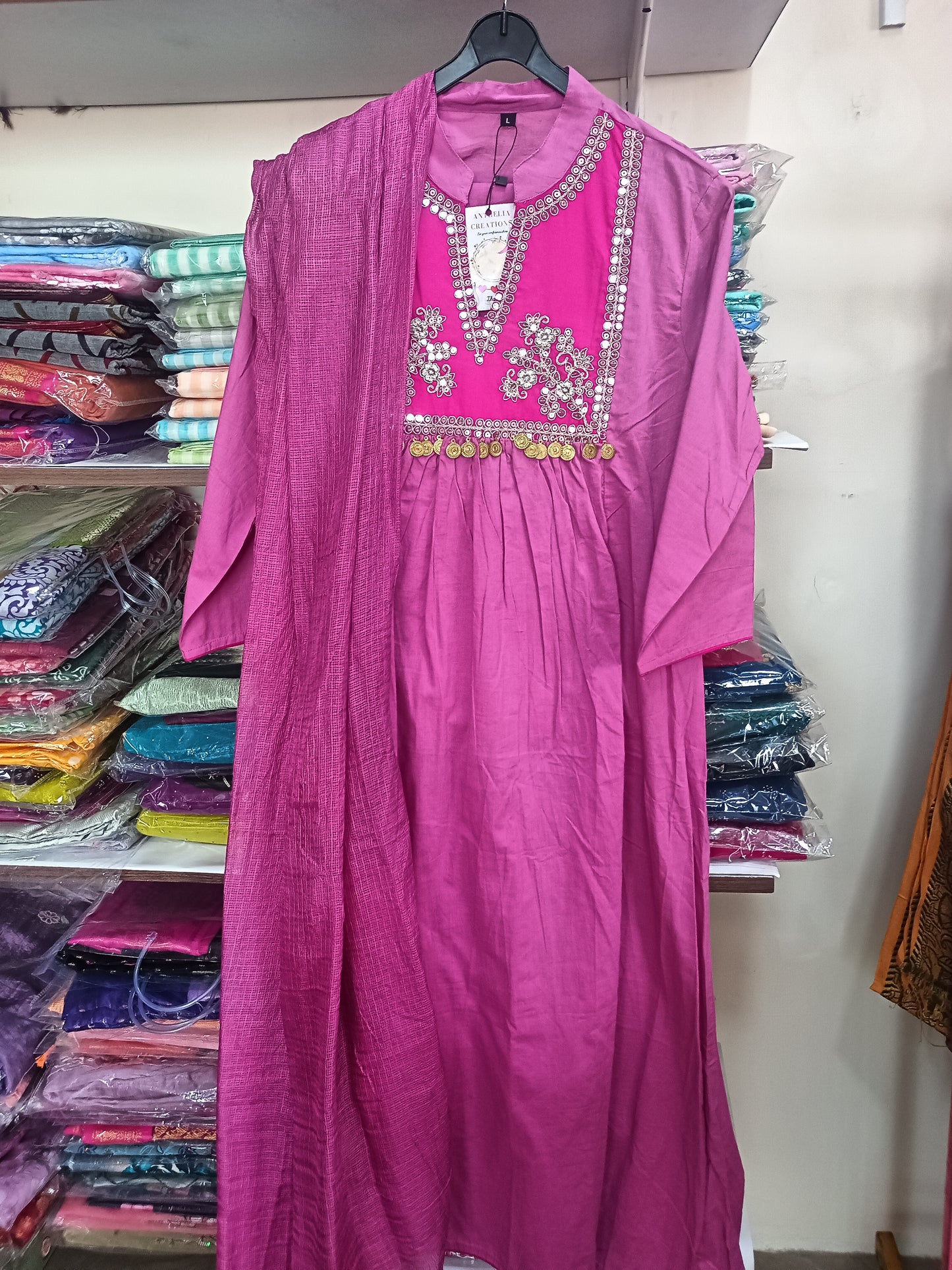 Elegant Pink Kurta Pant with dupatta 100% Cotton