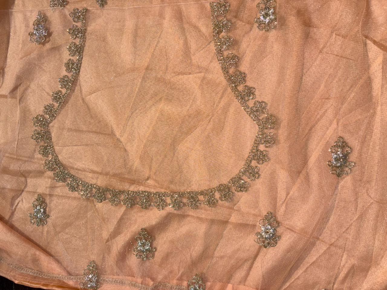 Embroidered Bridal Lehenga Set Orangish  Colour