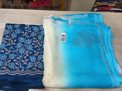 Dual Tone Sirowski work Saree