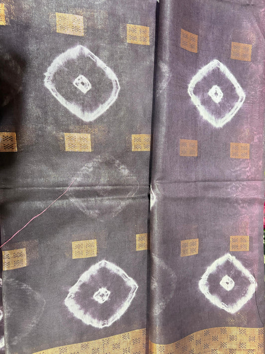 Semi Tussar Silk Saree with Traditional Batik Print | Elegant Ethnic Wear for Women Dual Shade