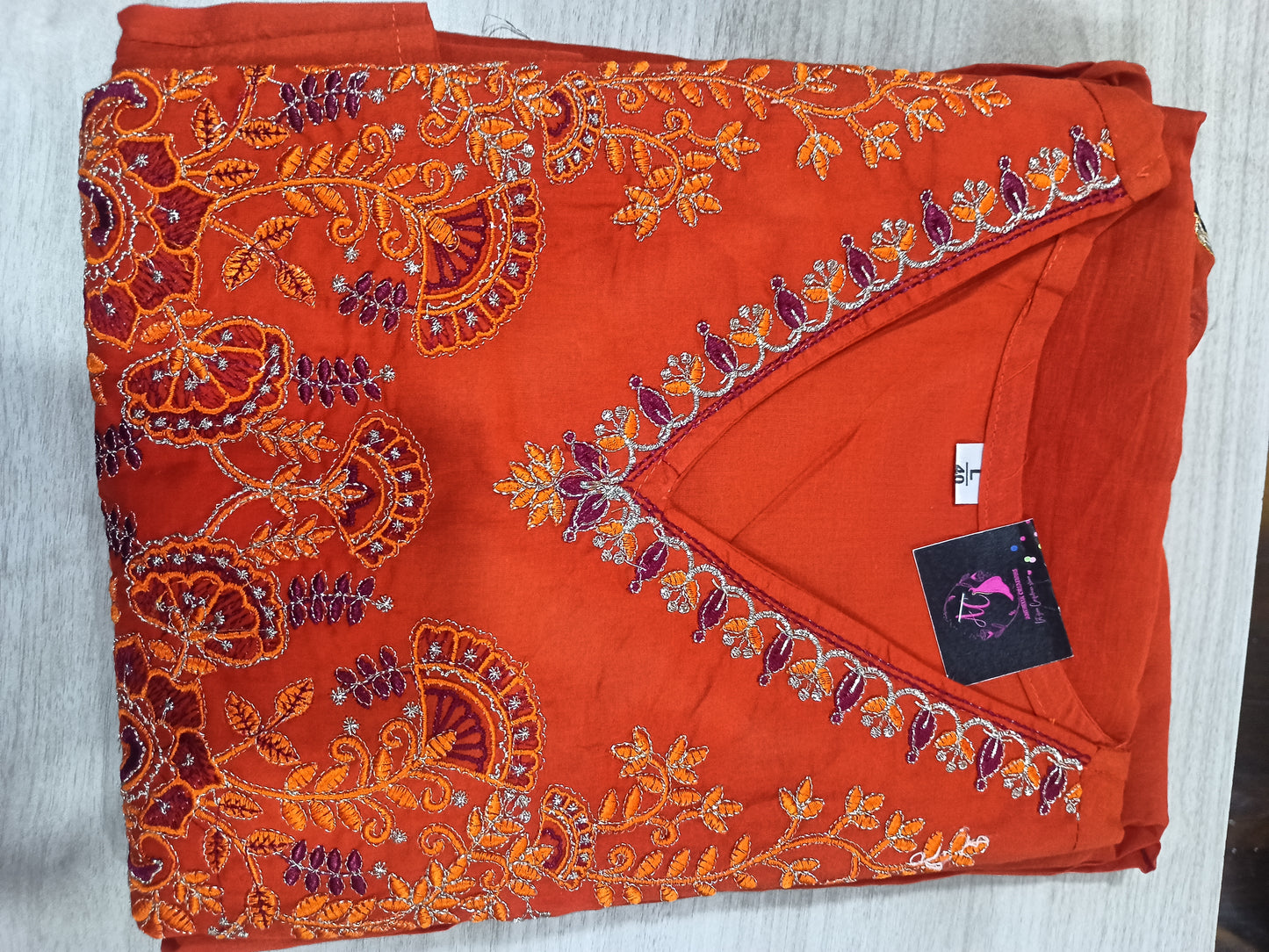 Elegant Kurta Pant with dupatta 100% Cotton Rust Orange
