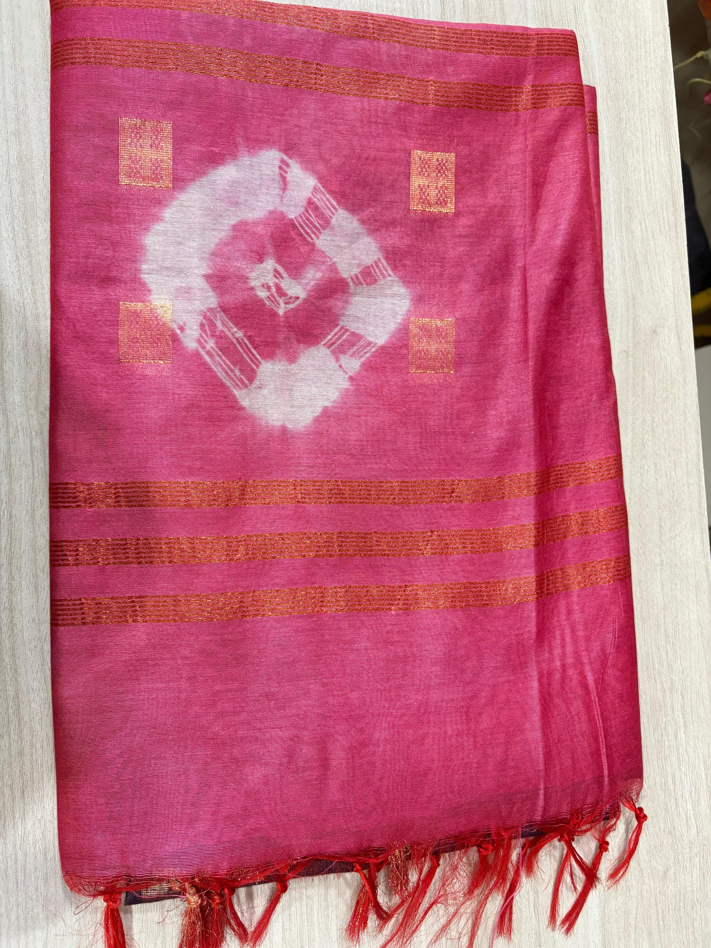 Semi Tussar Silk Saree with Traditional Batik Print | Elegant Ethnic Wear for Women Dual Shade