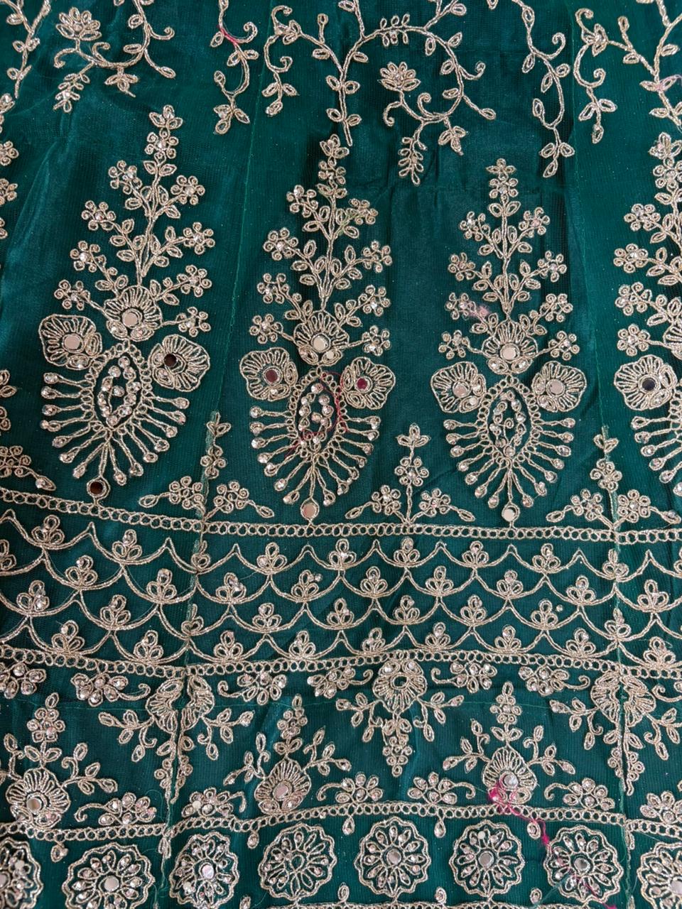 Embroidered Bridal Lehenga Set Green Colour