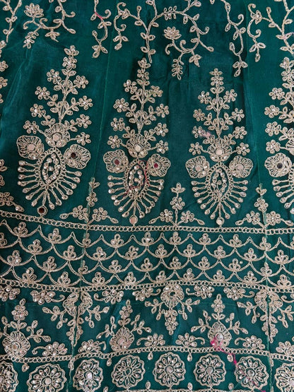 Embroidered Bridal Lehenga Set Green Colour
