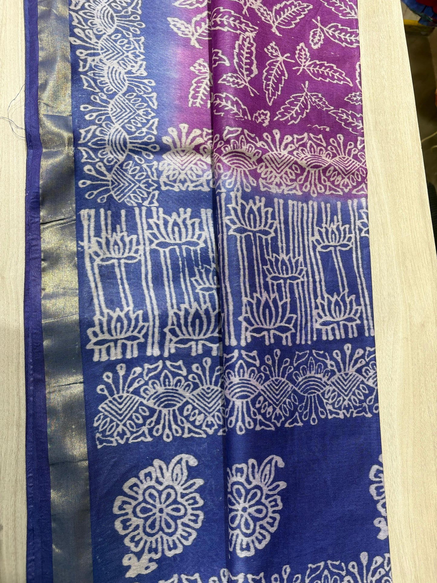 Semi Tussar Silk Saree with Traditional Batik Print | Elegant Ethnic Wear for Women Dual Shade