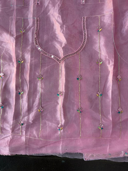 Light Pink Embroidered Bridal Lehenga Set Dual Colour