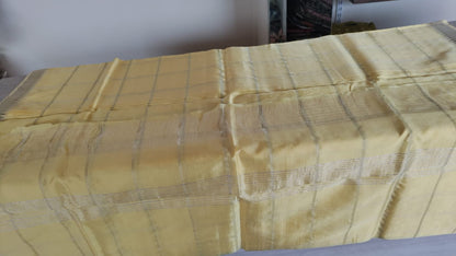 Mangalagiri Pattu Plain Saree Nizam Border  Yellow