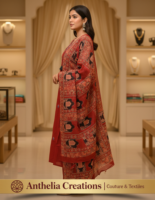 100% Mul Cotton Embroidered Suit