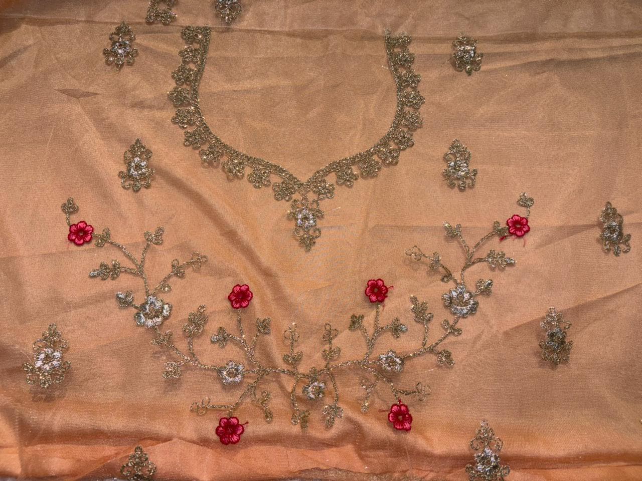 Embroidered Bridal Lehenga Set Orangish  Colour