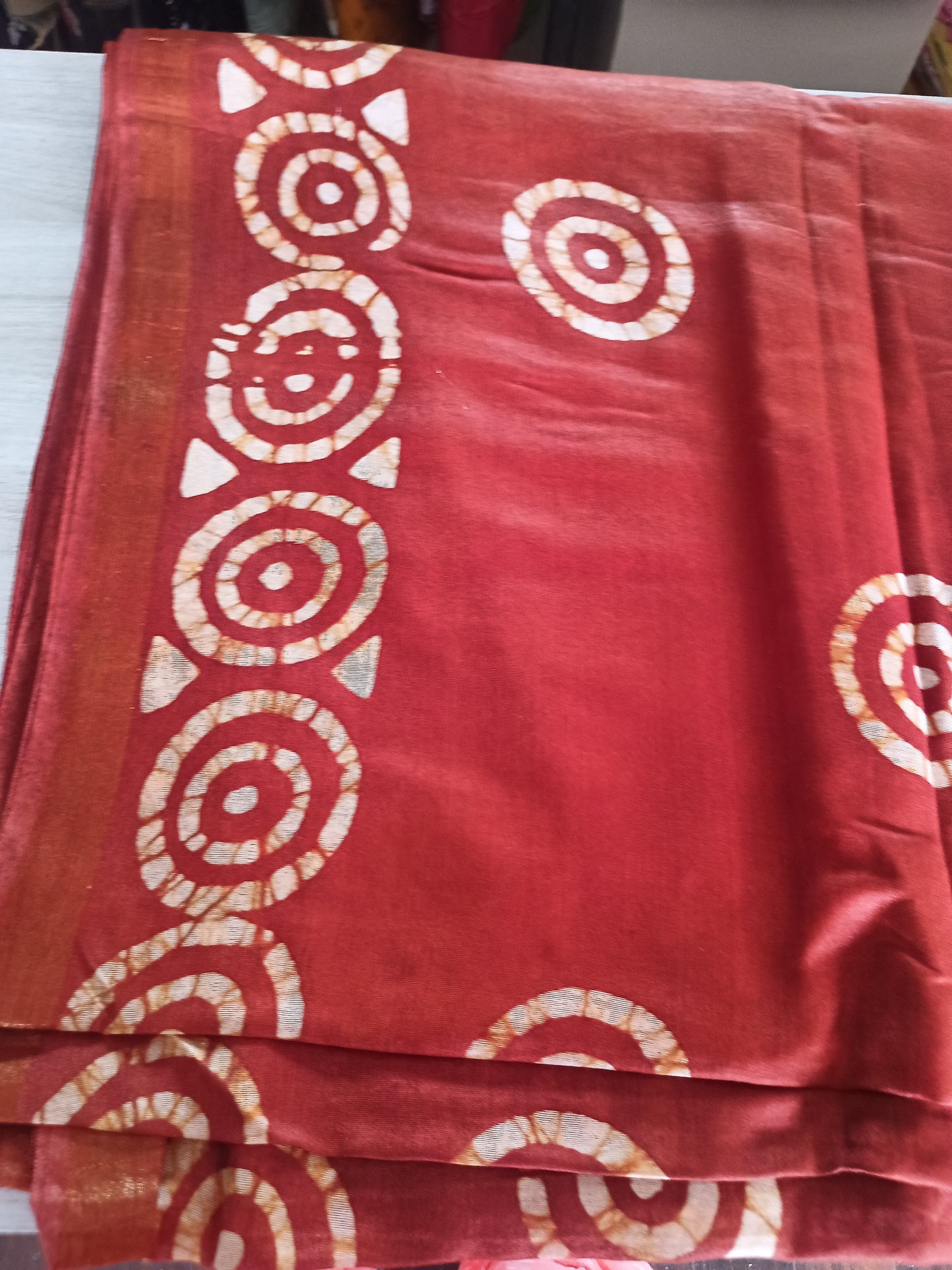 Semi Tussar Silk Saree with Traditional Batik Print | Elegant Ethnic Wear for Women Dual Shade