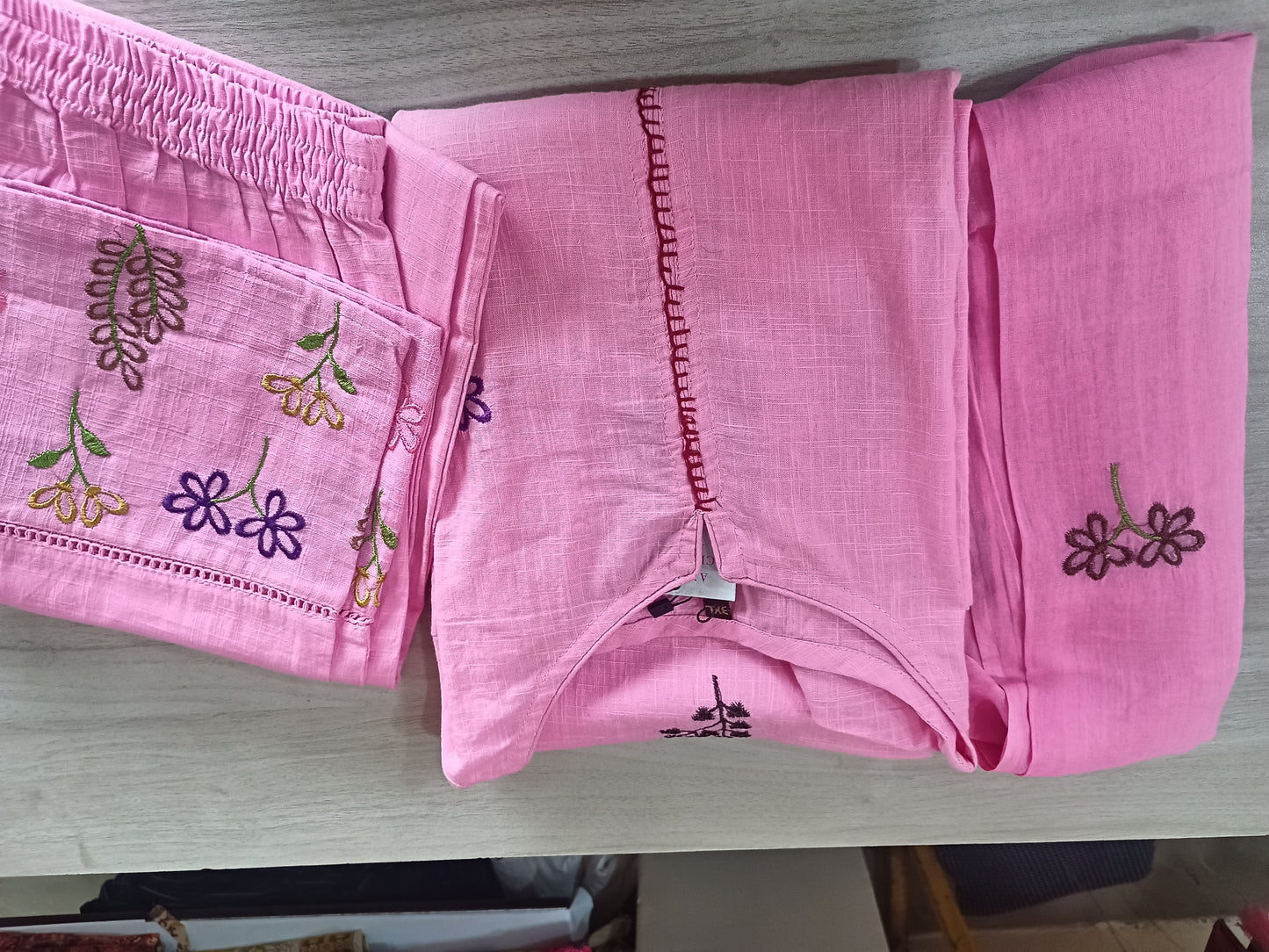 Elegant Pink Kurta Pant with dupatta 100% Cotton