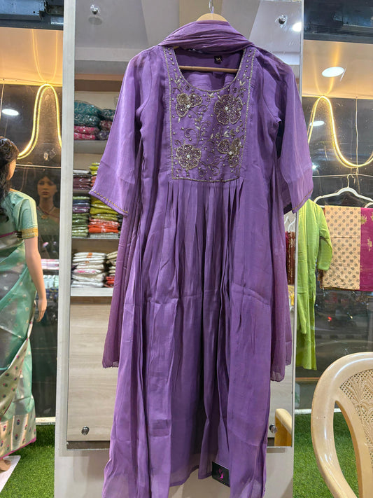 Mul Chanderi Kurta Pant Set with Dupatta