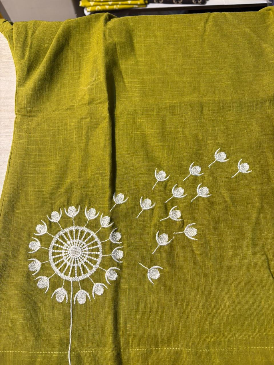 Cotton Embroidered Co ord Set Green