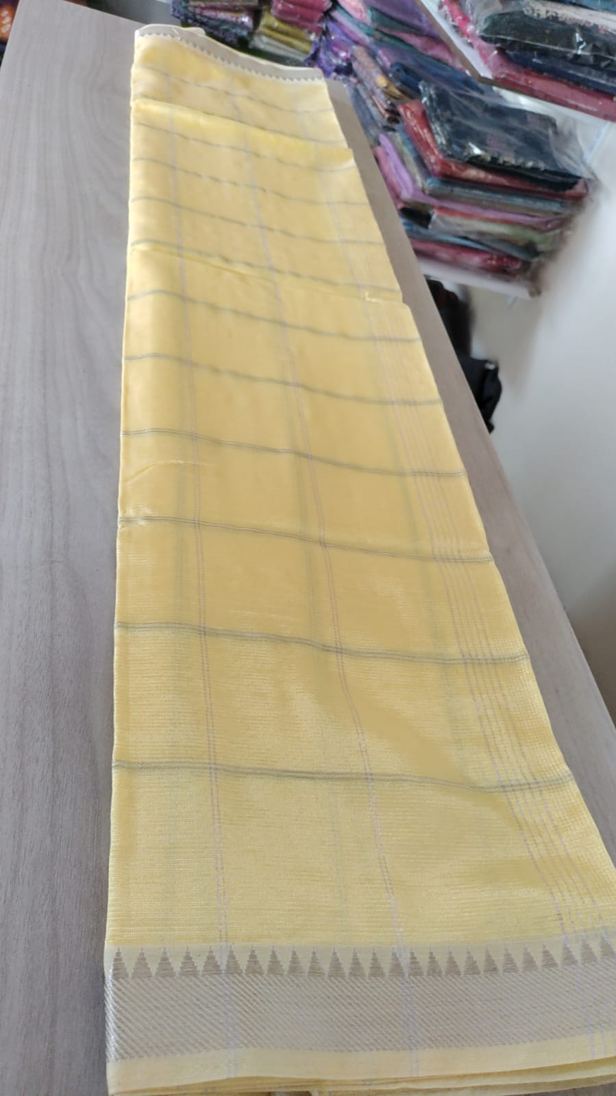 Mangalagiri Pattu Plain Saree Nizam Border  Yellow