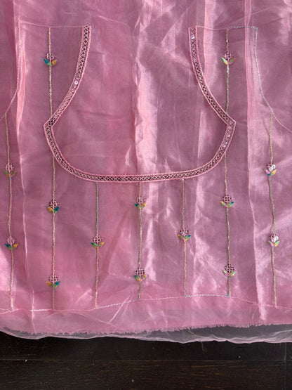 Light Pink Embroidered Bridal Lehenga Set Dual Colour