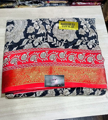 Maheshwari Silk Saree with Kalamkari Prints