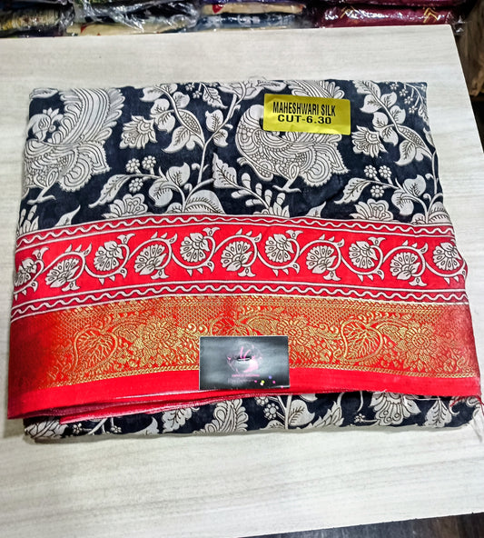Maheshwari Silk Saree with Kalamkari Prints