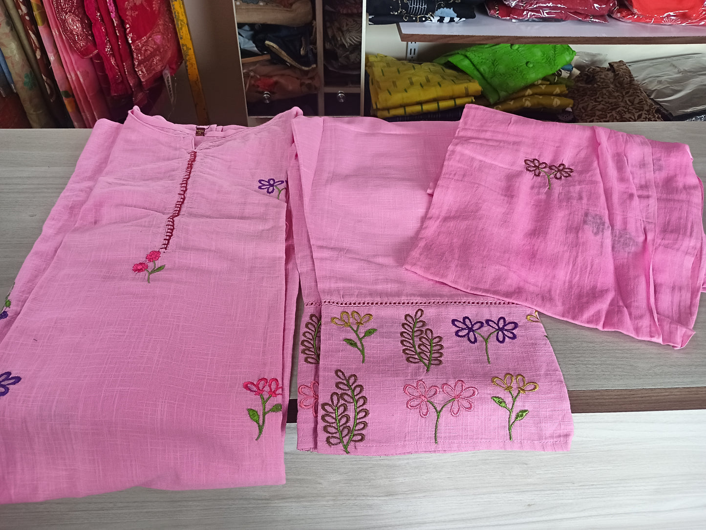 Elegant Pink Kurta Pant with dupatta 100% Cotton