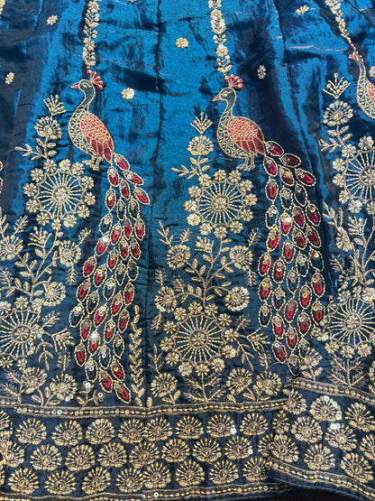 Heavy Embroidered Bridal Lehenga Set Green Colour
