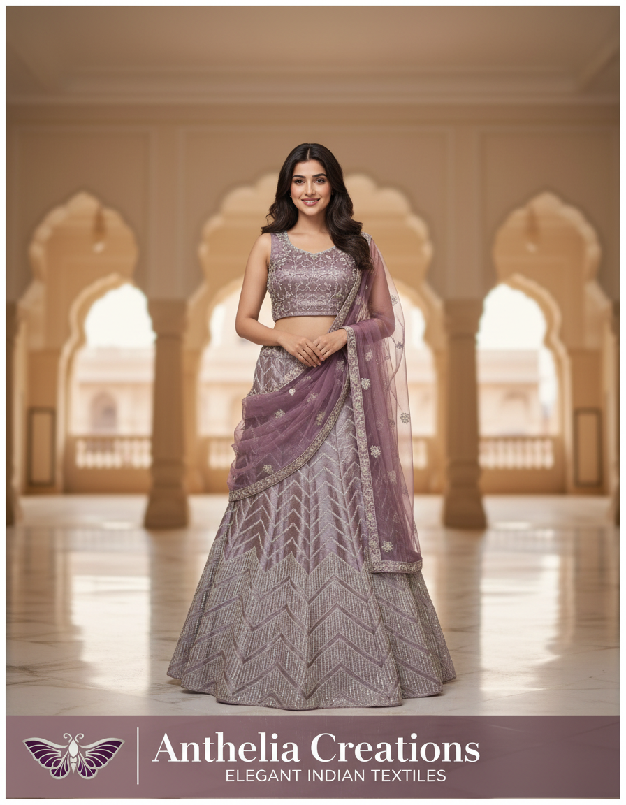 Light Onion Pink Embroidered Bridal Lehenga Set