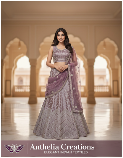 Light Onion Pink Embroidered Bridal Lehenga Set