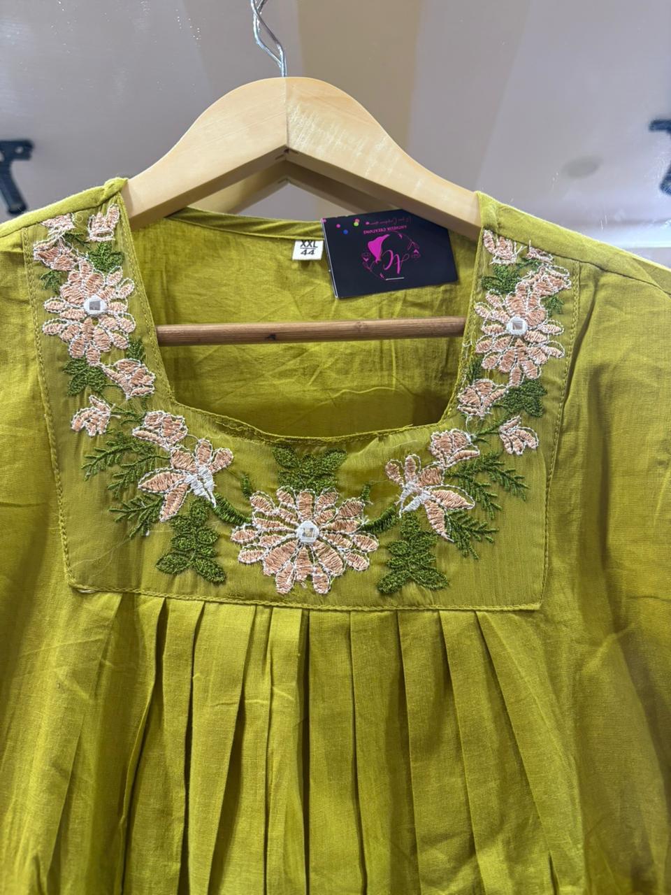Elegant Kurta Pant with dupatta 100% Cotton Green Colour ACKS001