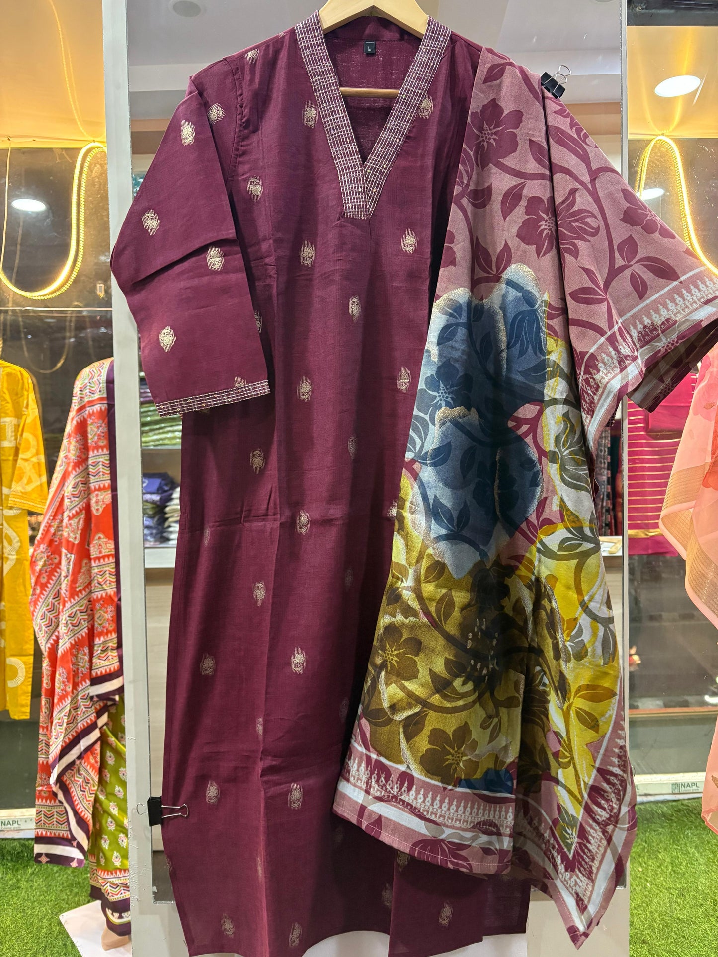 Elegant Kurta Pant with dupatta Heavy Rayon Maroon Colour